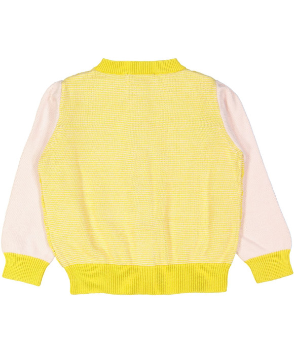 gilet tricot geel roze mouwen 06m