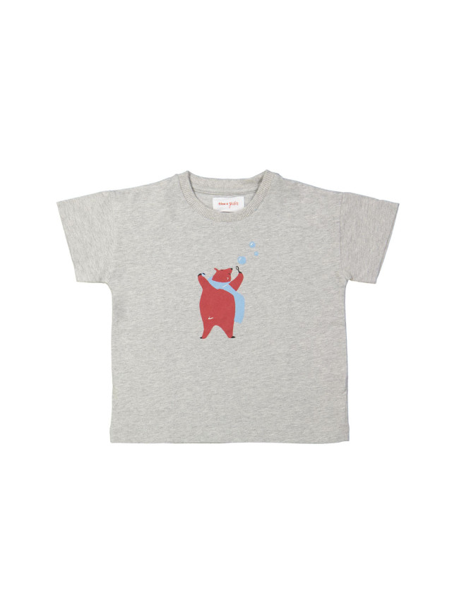 T-shirt bear lichtgrijs chiné 12m-18m