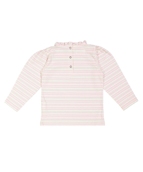 T-shirt frill stripe bright pink