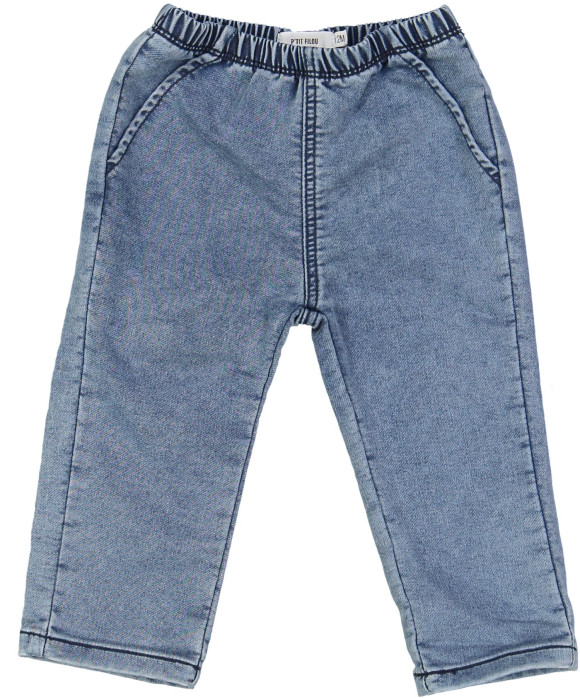 lange broek blauw jeans op elastiek 12m