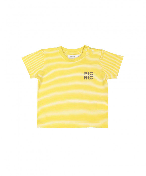 T-shirt mini picnic streep geel
