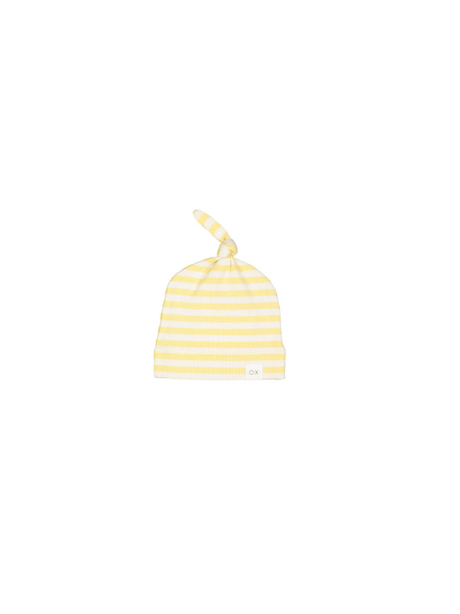 Bonnet côte rayée jaune