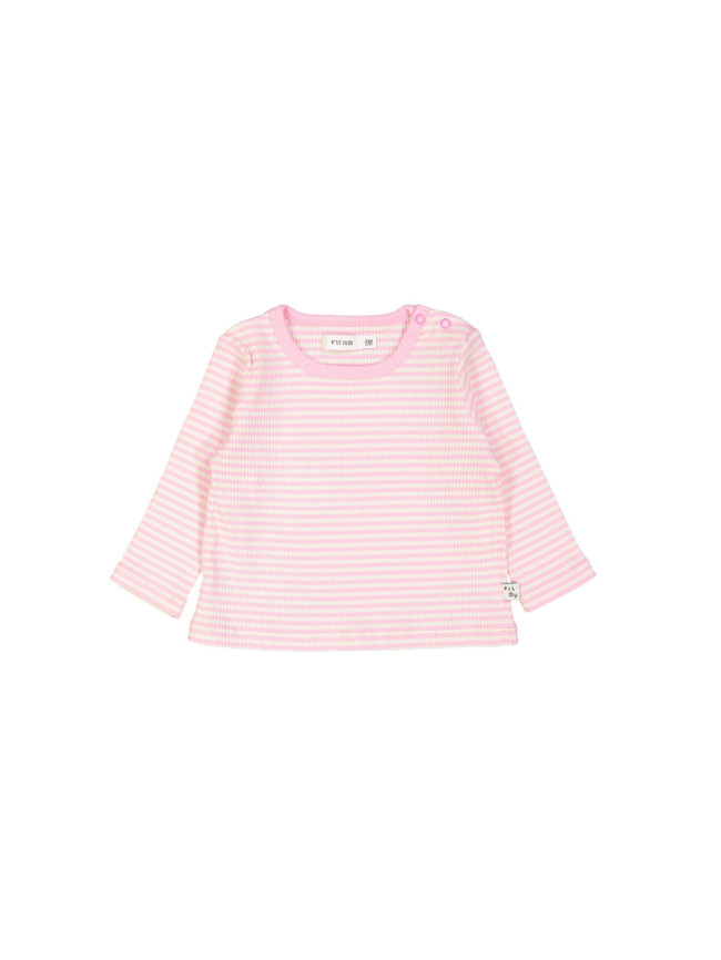 t-shirt mini rib stripe bright pink