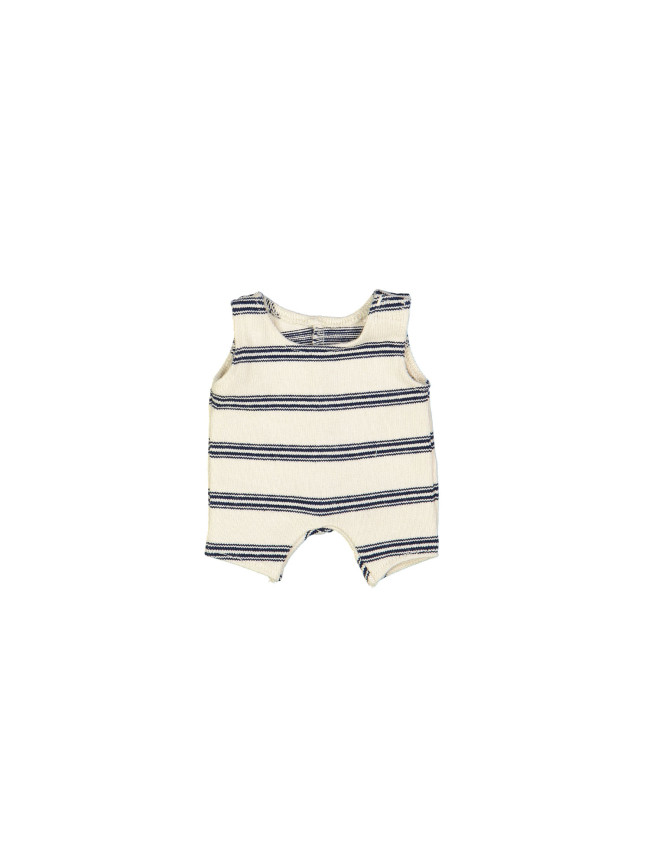 poupée salopette rayé beige bleu