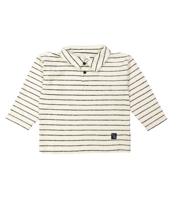 Polo rayé écru
