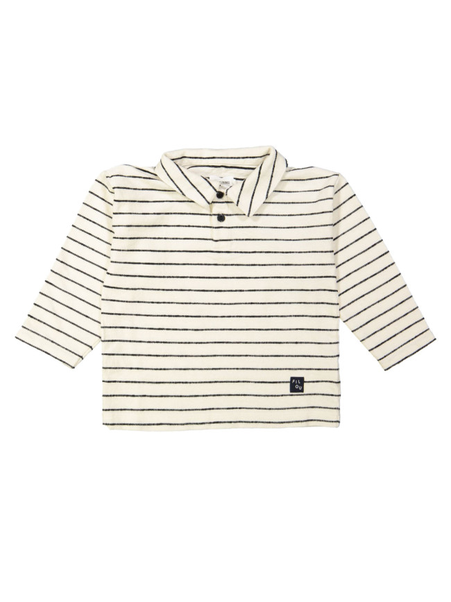 Polo rayé écru