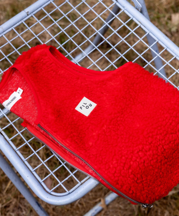 Bodywarmer teddy rouge