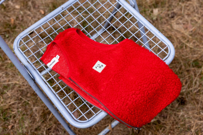 Bodywarmer teddy rouge