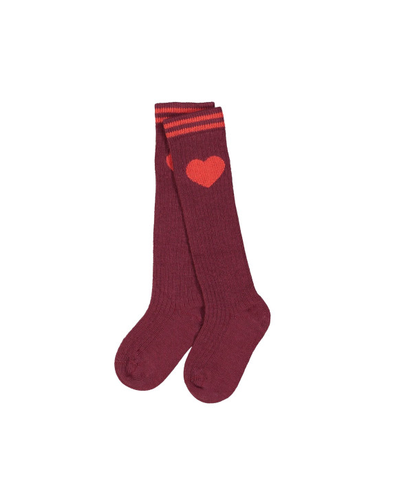 Knee-length sock heart bordeaux