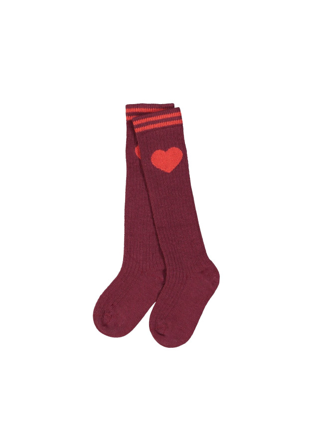 Chaussette coeur bordeaux