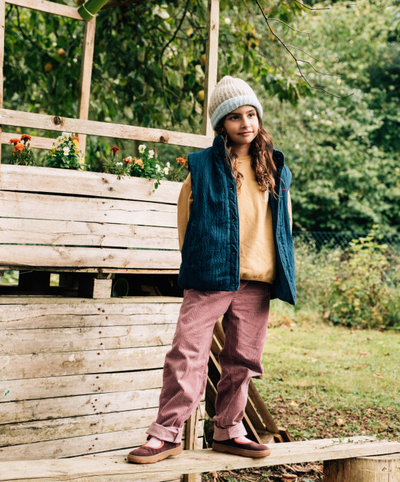 Broek brede rib mauve 