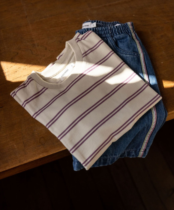 T-shirt streep mauve 