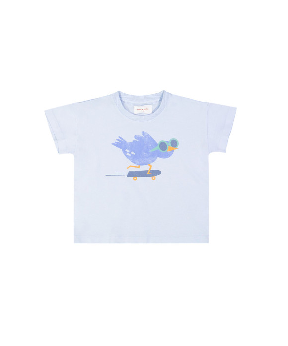 t-shirt birdskate lichtblauw 10j