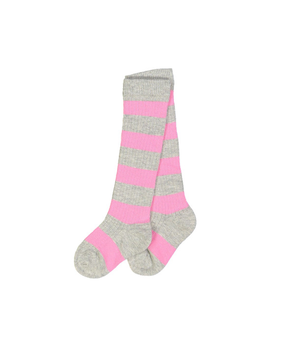 Knee-length socks stripe bright pink