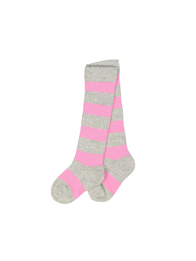 Knee-length socks stripe bright pink