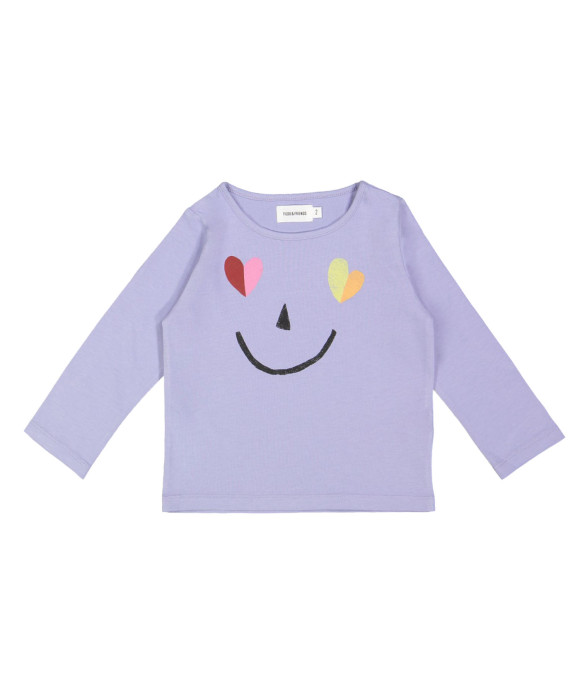 t-shirt heart smiley lavendel