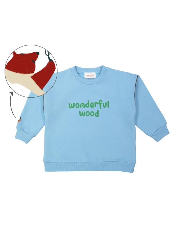 Sweater wonderful wood blauw 12m-18m