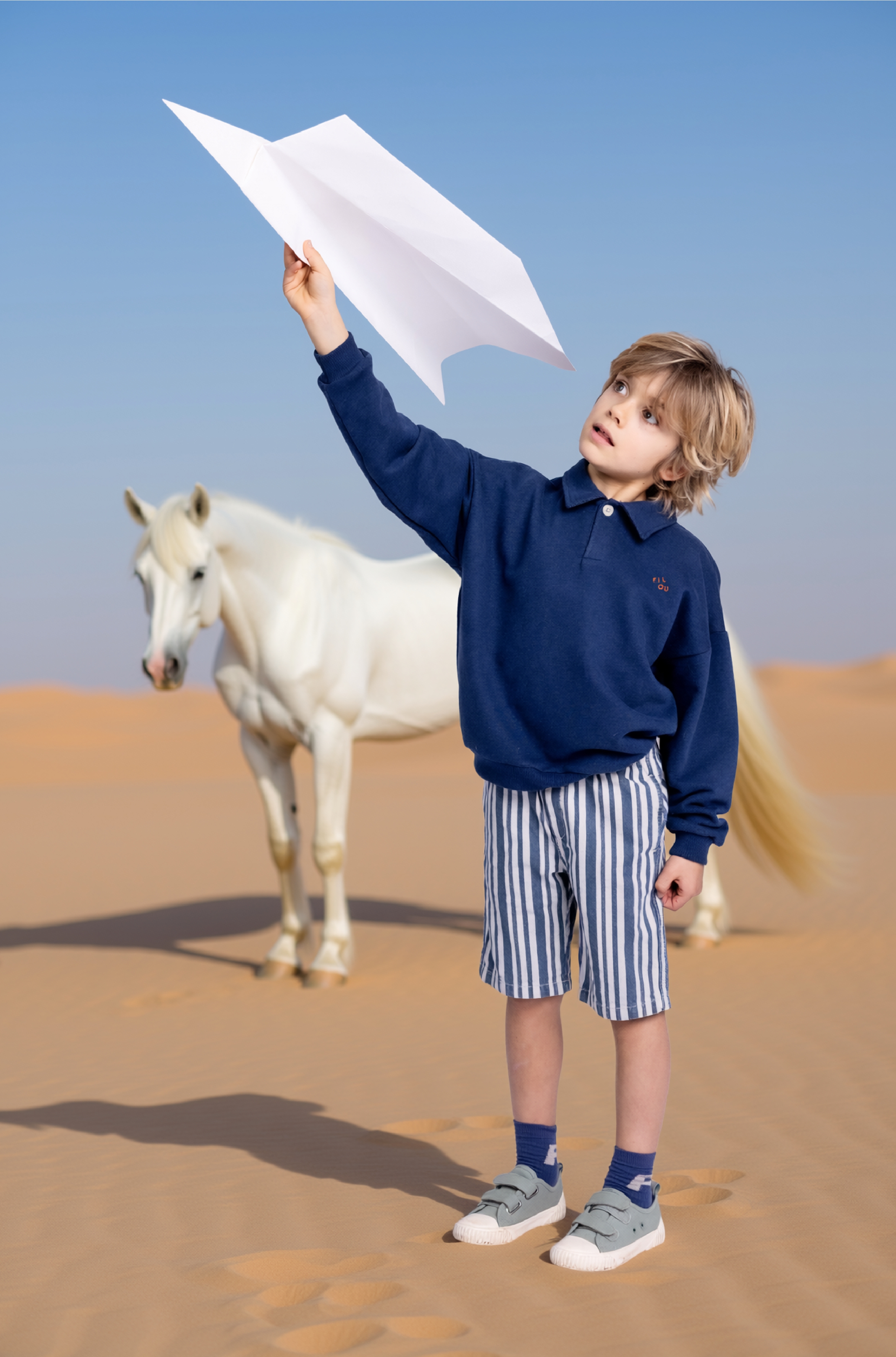 Bermuda streep jeansblauw 12m