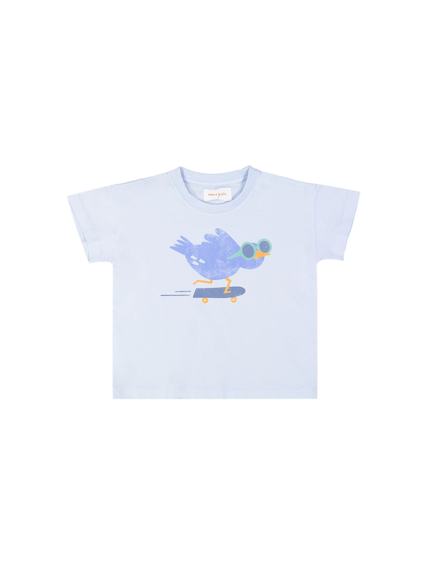 t-shirt birdskate lichtblauw 10j