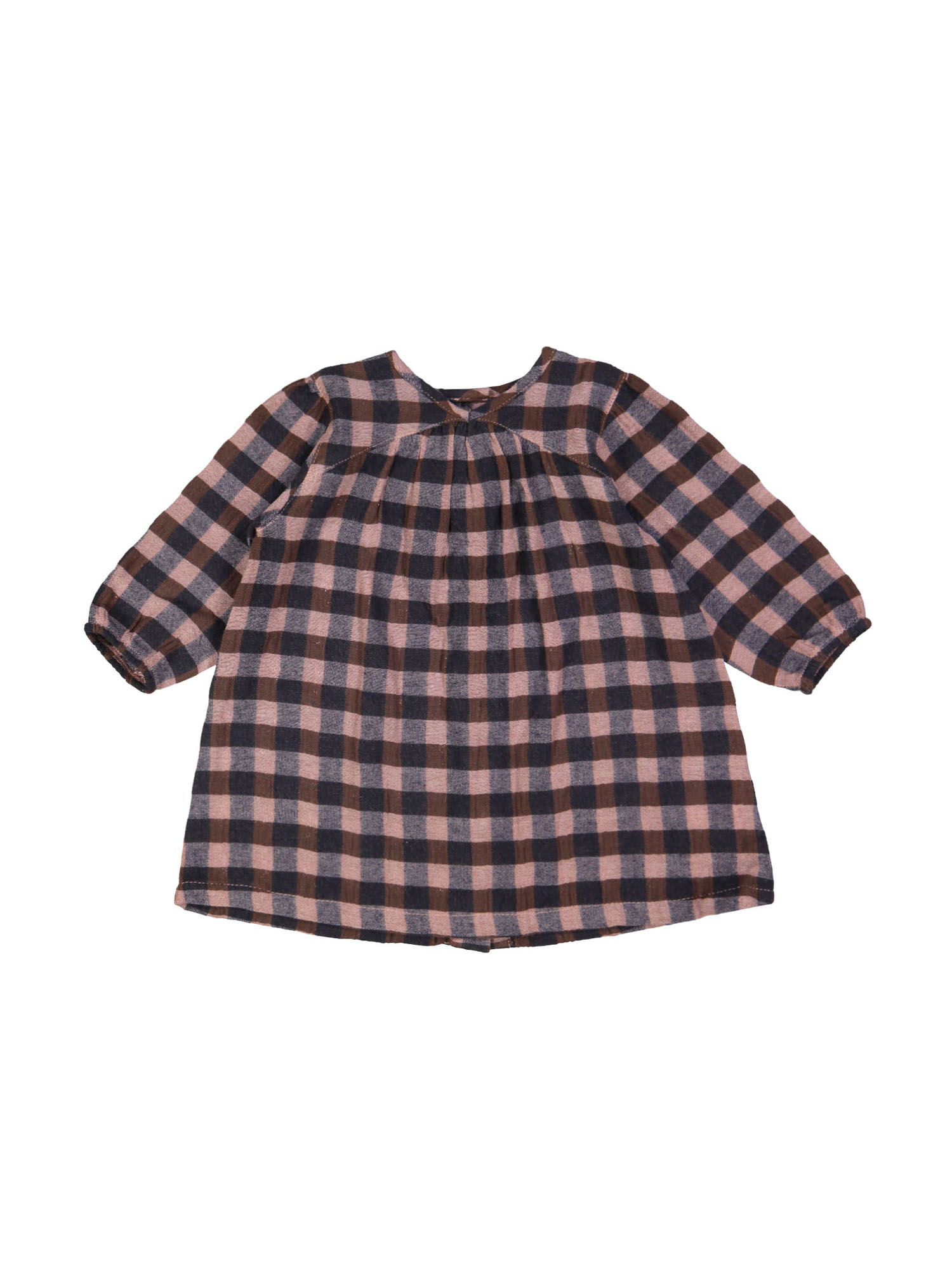 jurk mini ruit flanel bruin 03m