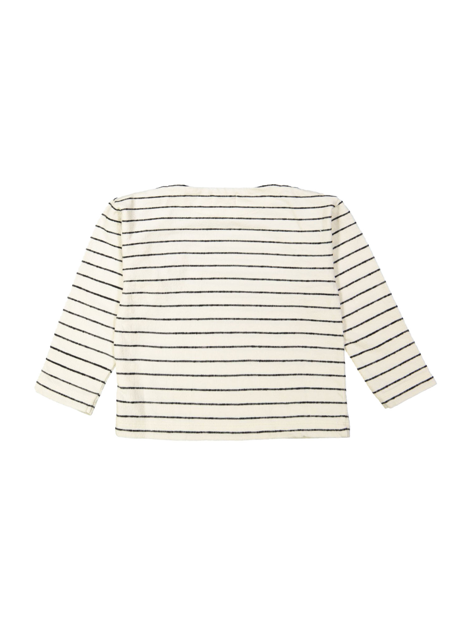 Sweater rayé fleurs écru