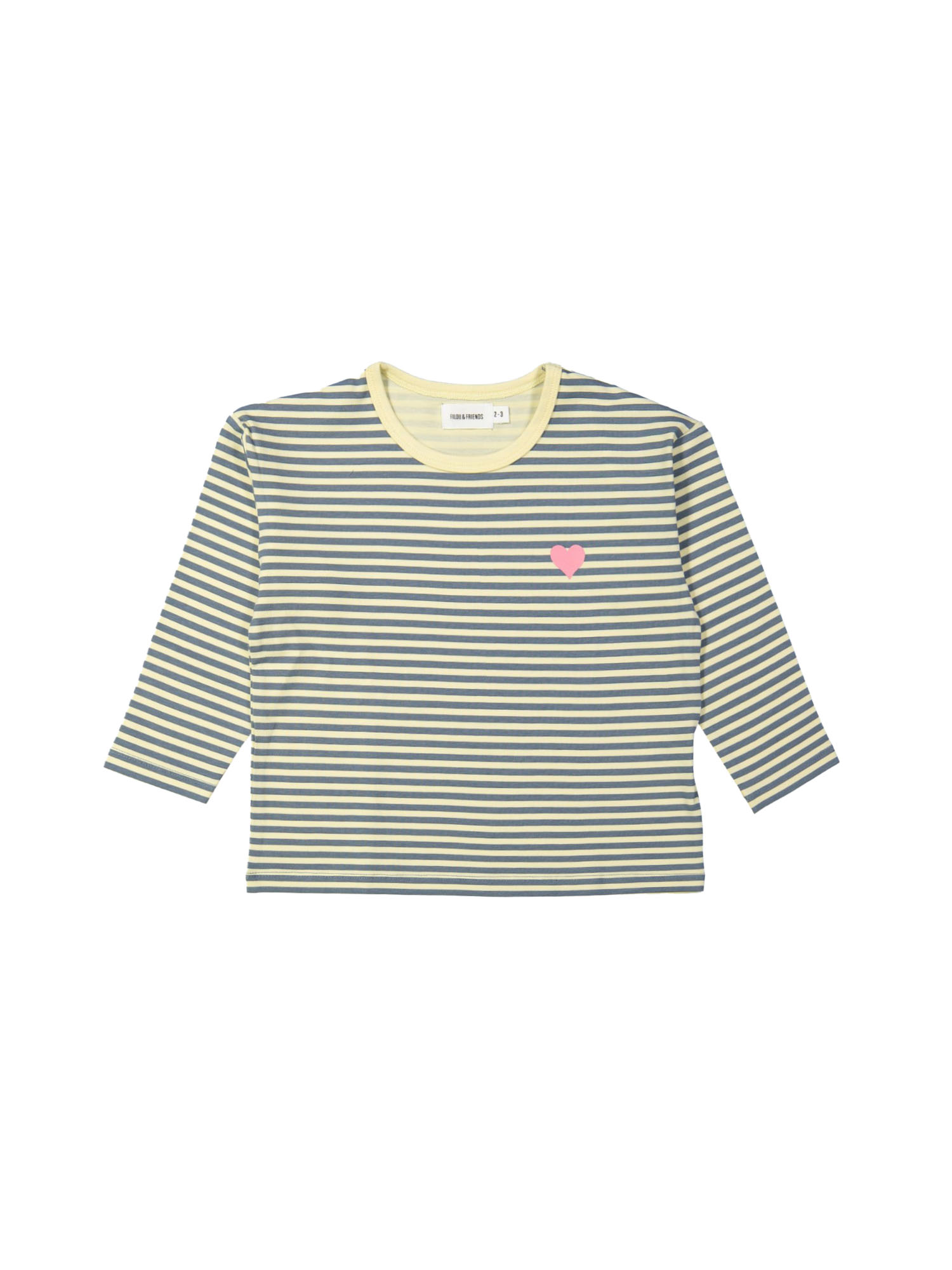 T-shirt stripe heart gray-blue