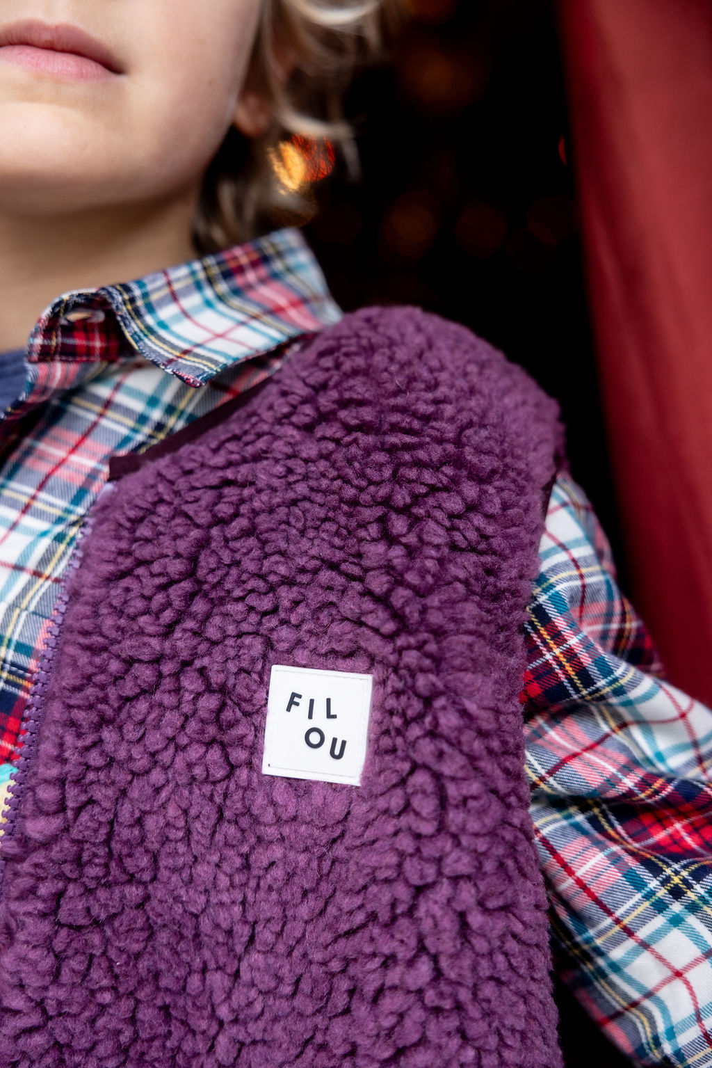 Bodywarmer teddy paars 12m-18m