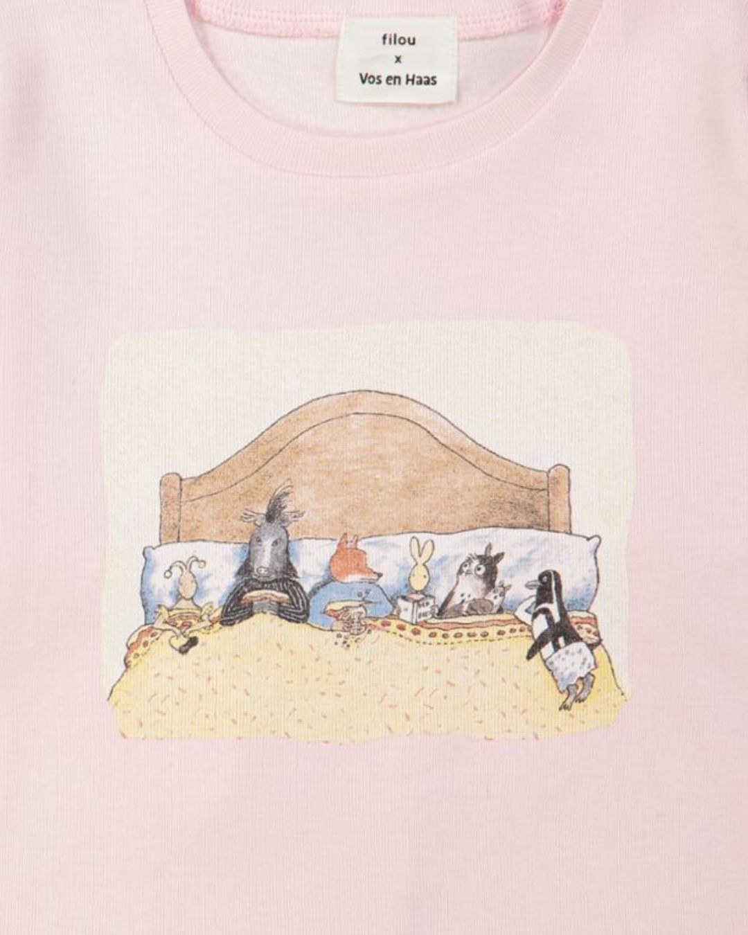 Pyjama renard et lièvre lit rose clair