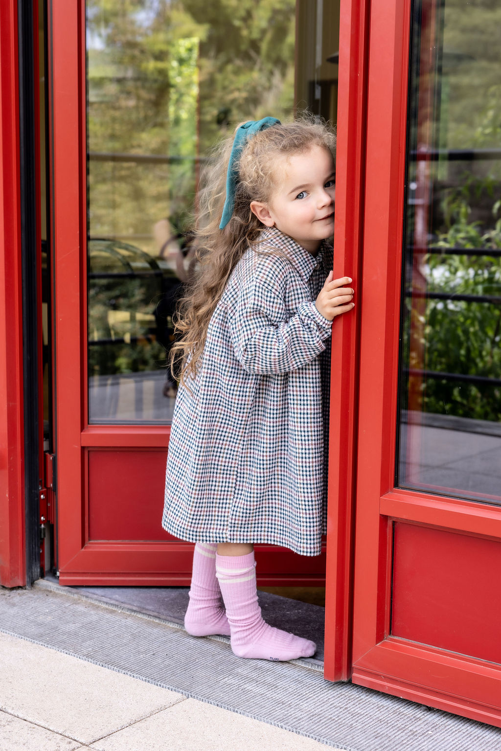 Robe carreaux rose clair