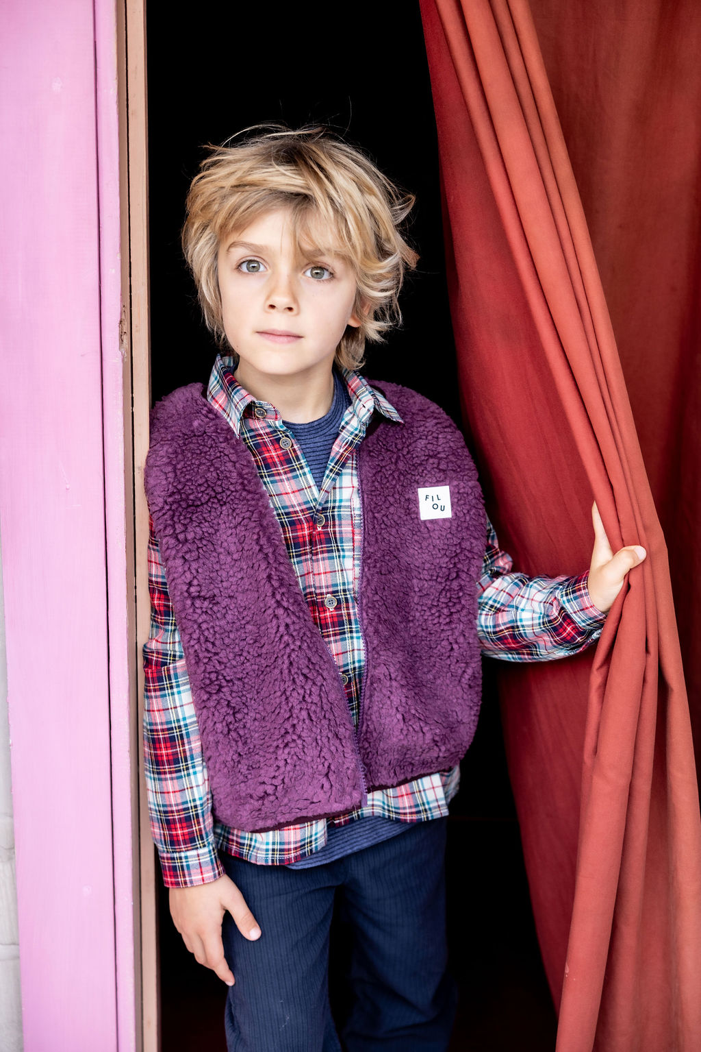 Bodywarmer teddy paars 12m-18m