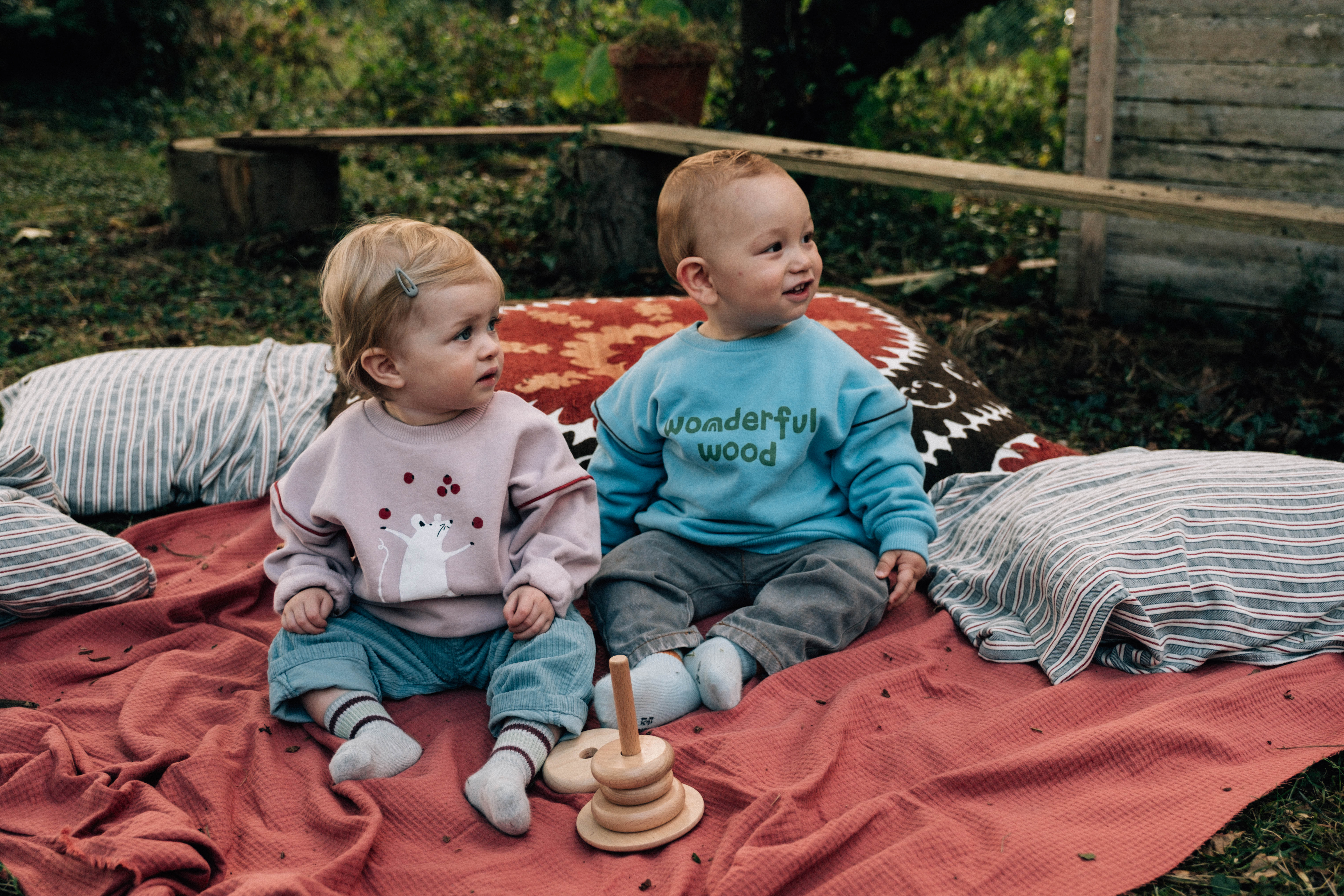 Sweater wonderful wood blauw 12m-18m