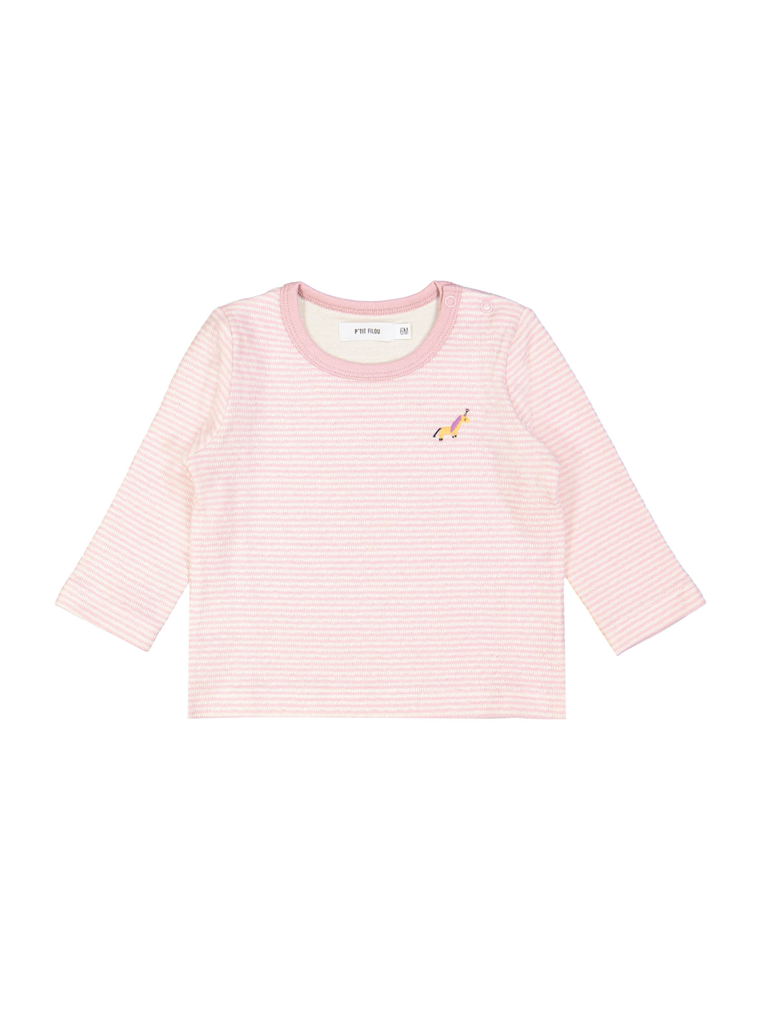 t-shirt mini streep unicorn roze 12m