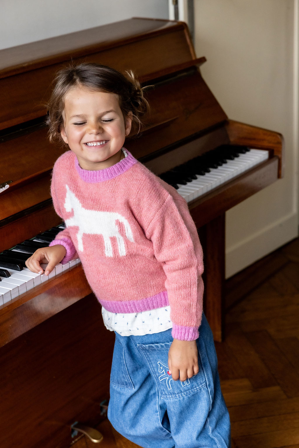 Pull paard roze 12m-18m