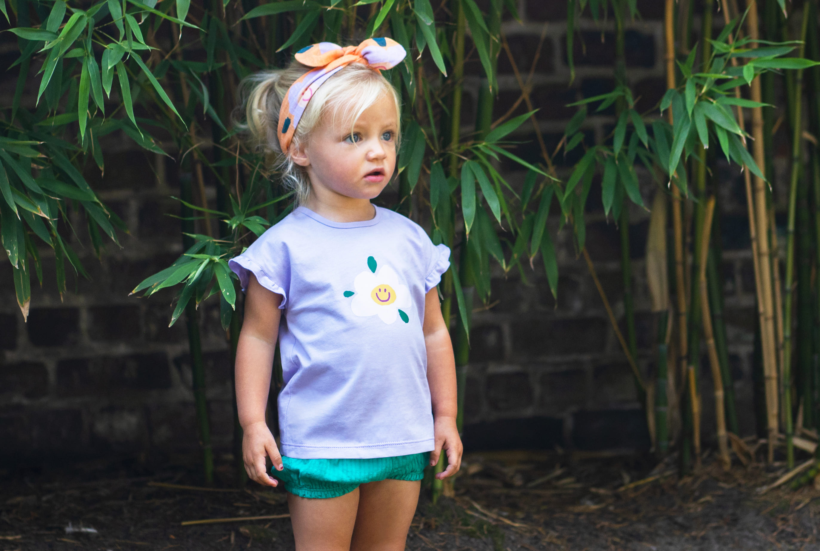 t-shirt mini smiley flower lavendel 06m