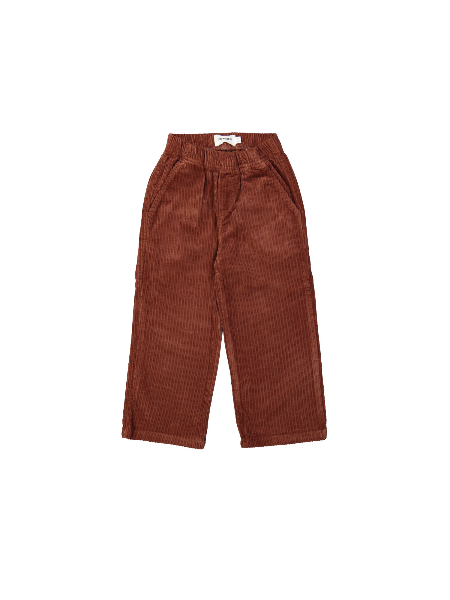 Pants straight wide rib red-brown