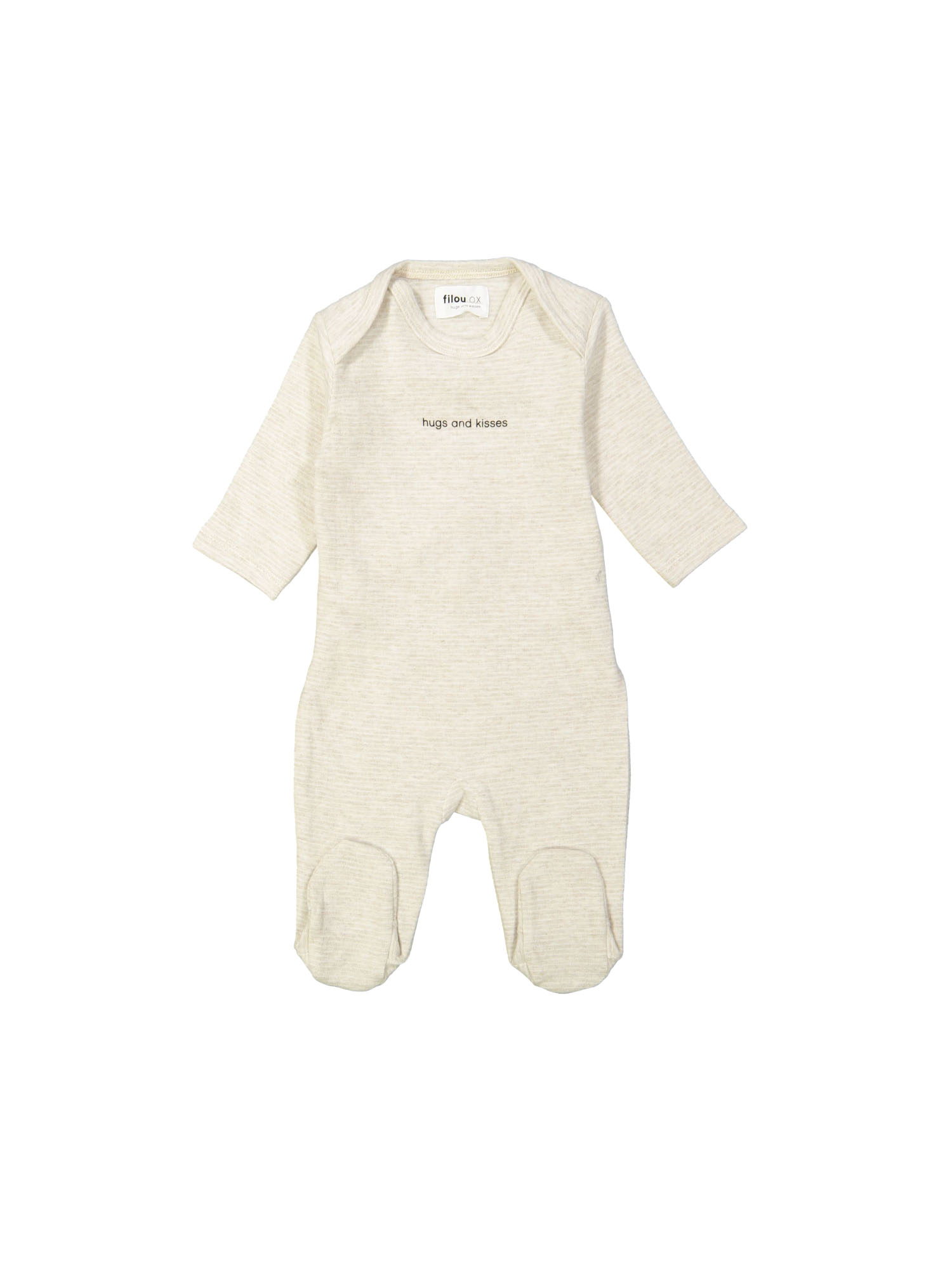 Pyjama fijne streep hugs and kisses beige 00m