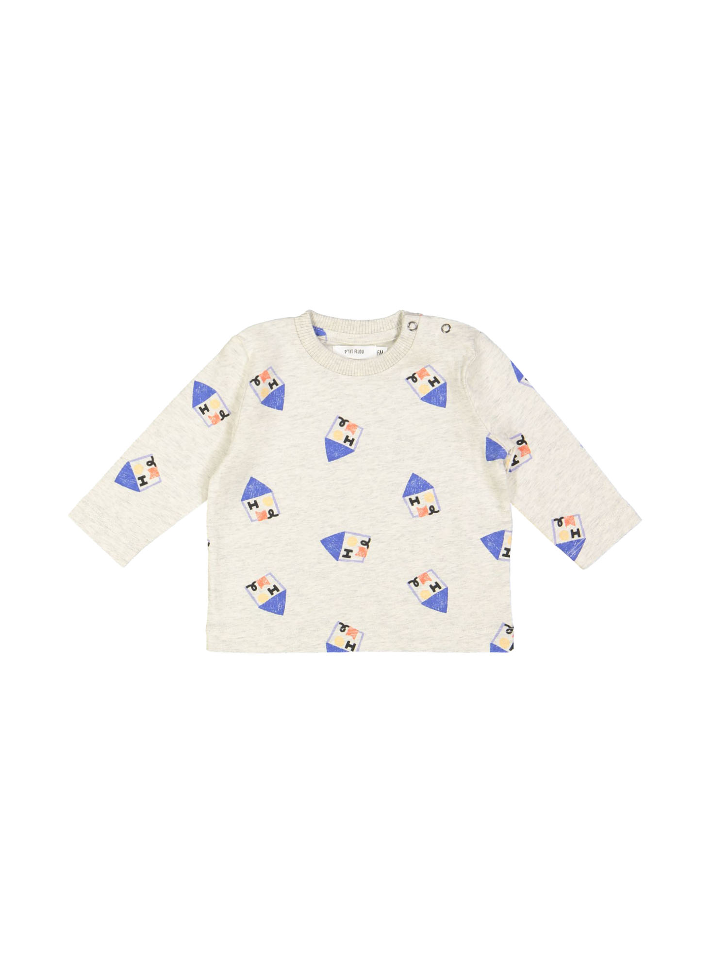 T-shirt mini home chiné all over light gray