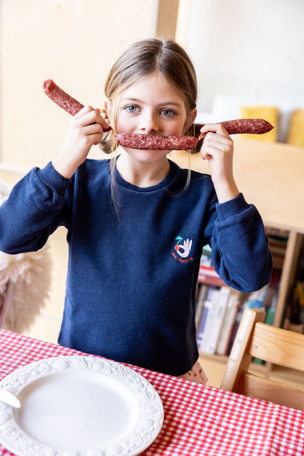 Sweater ma cherry donkerblauw melangé 12m