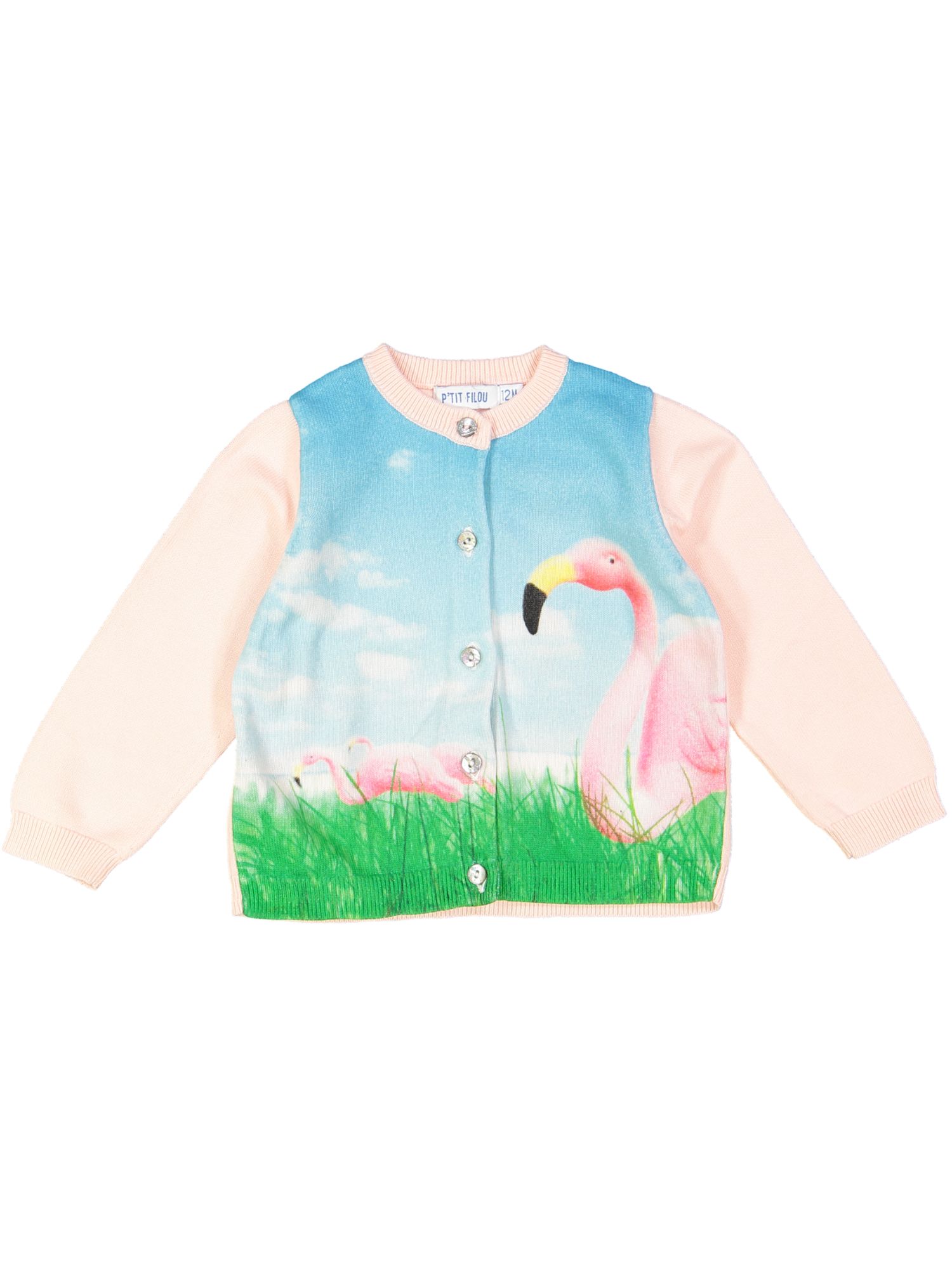 gilet tricot roze flamingo 12m