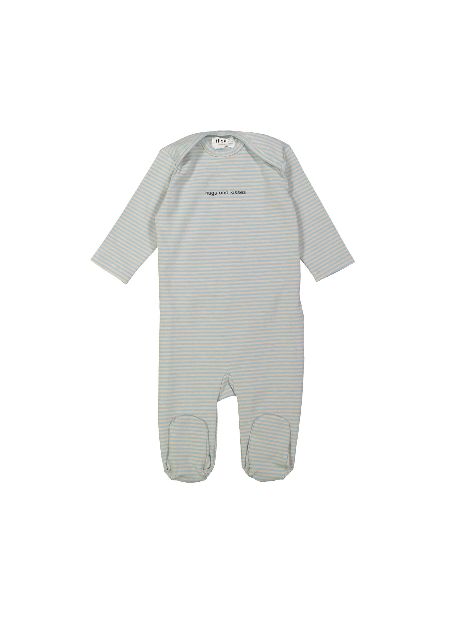 Pyjamas stripe hugs and kisses light blue melange
