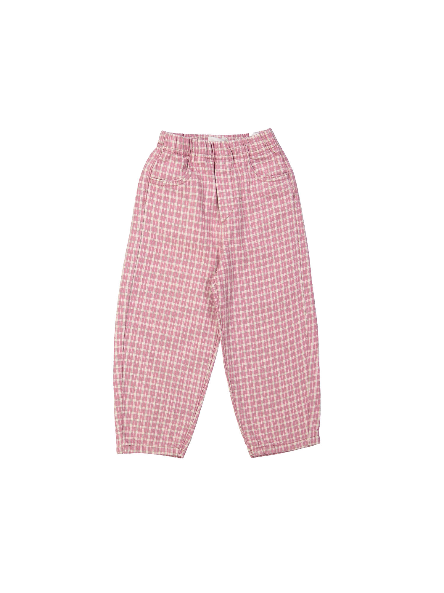 Pantalon balloon carreaux rose