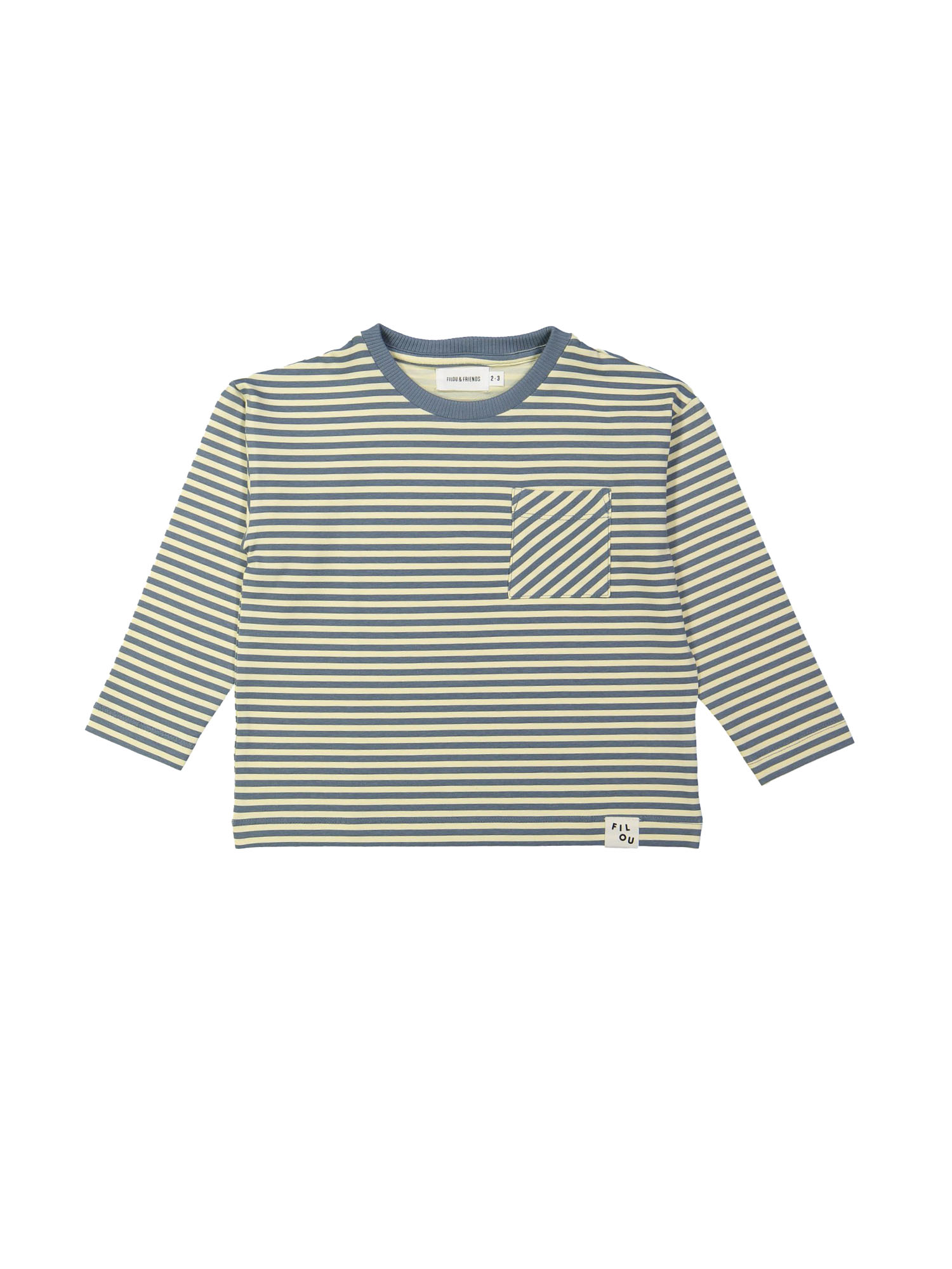 T-shirt rayé pochette gris-bleu
