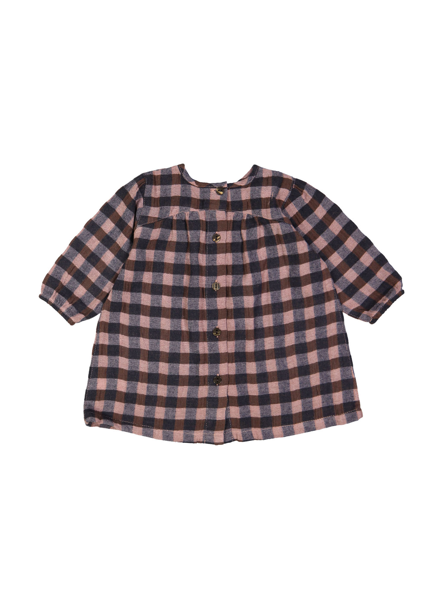 jurk mini ruit flanel bruin 03m