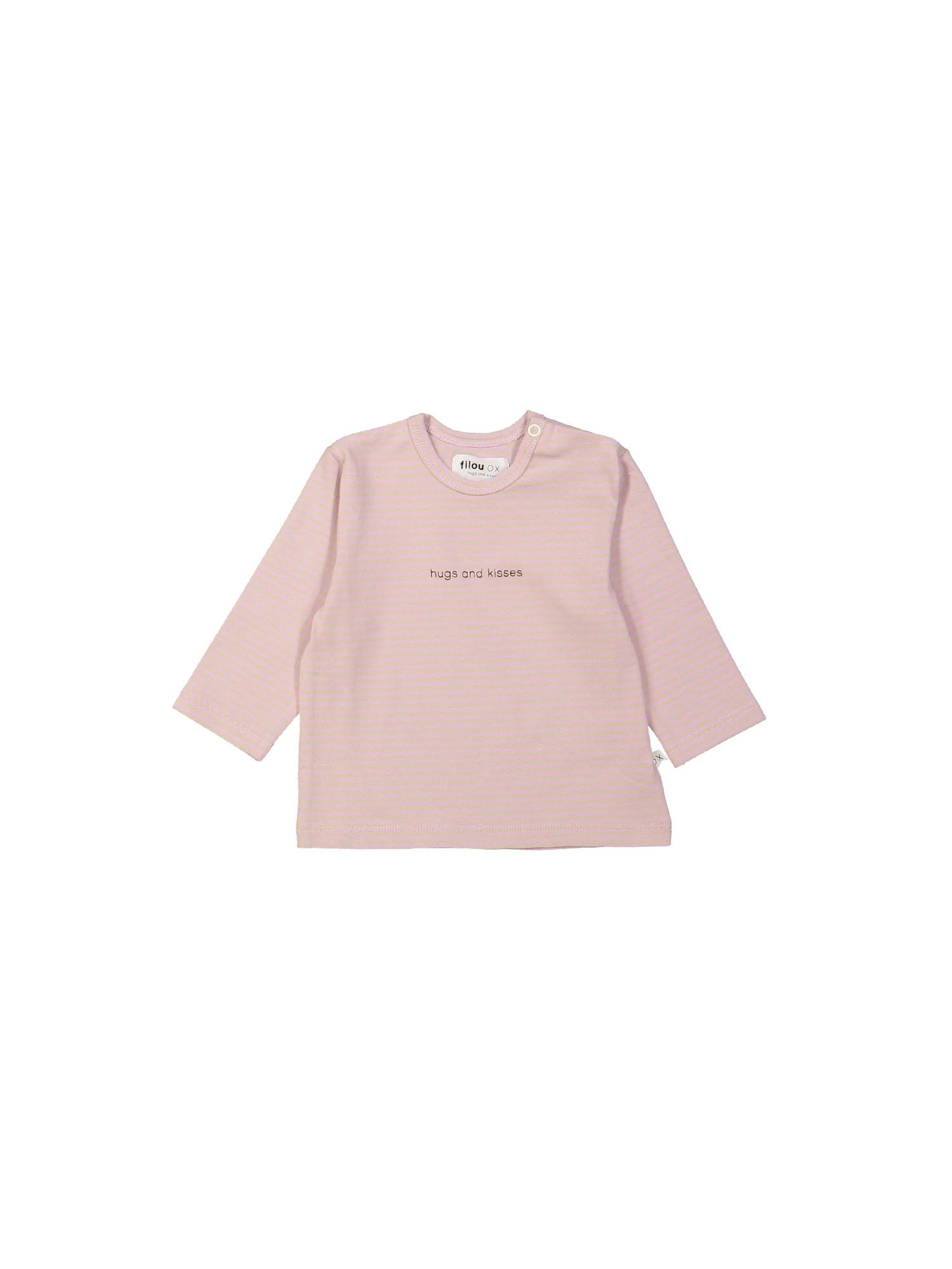 T-shirt rayé câlins et bisous rose clair