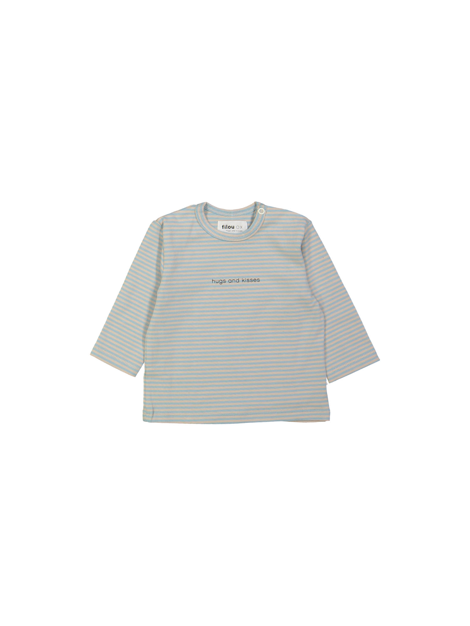 T-shirt rayé câlins et bisous bleu clair chiné