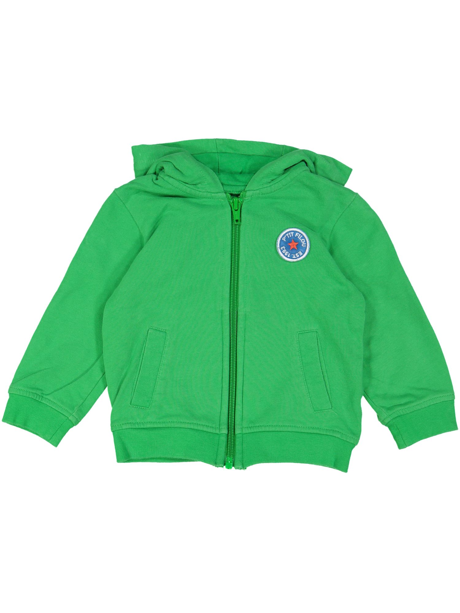 gilet molton groen embleem links  12m .