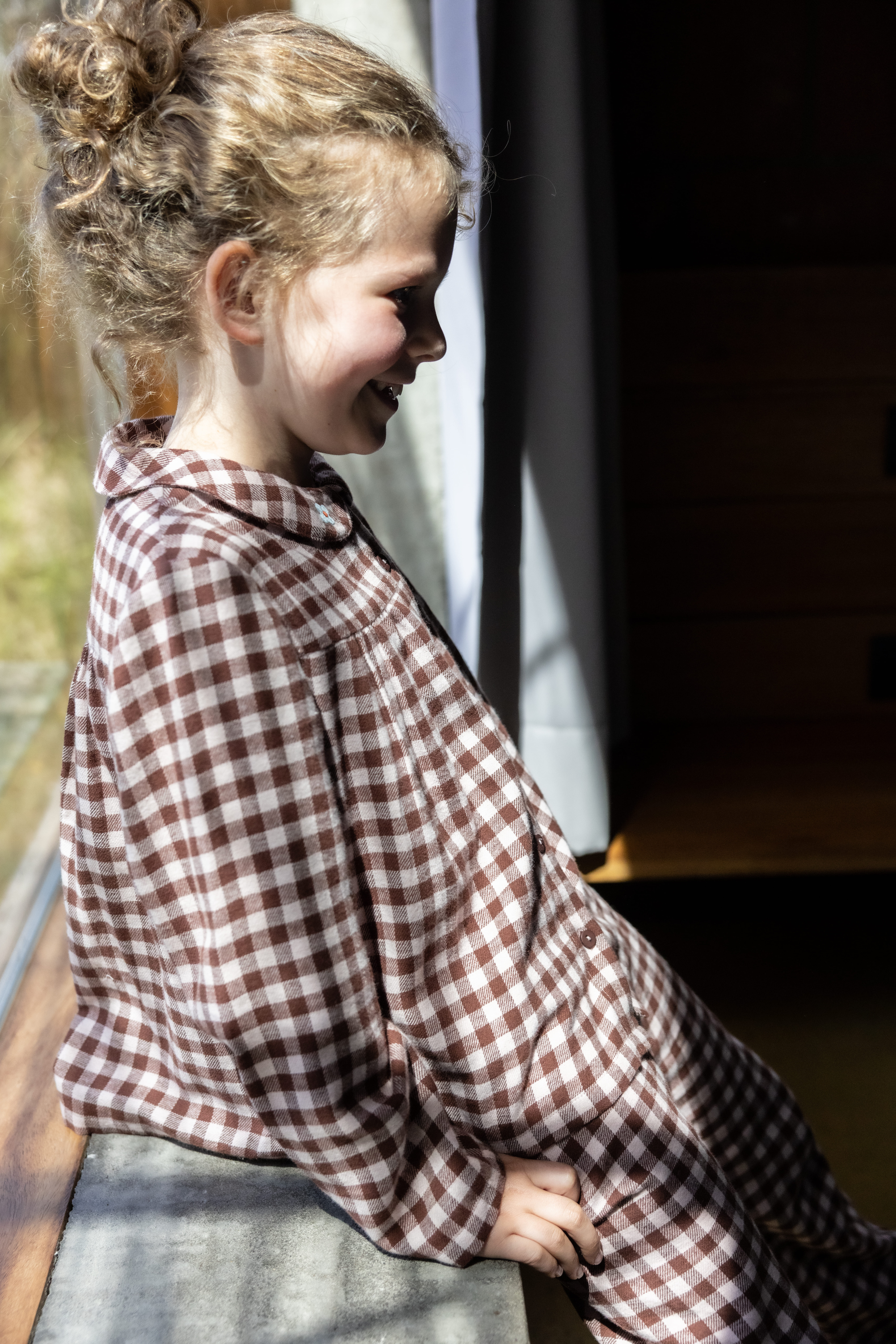 Pyjama ruit lichtroze 12m-18m
