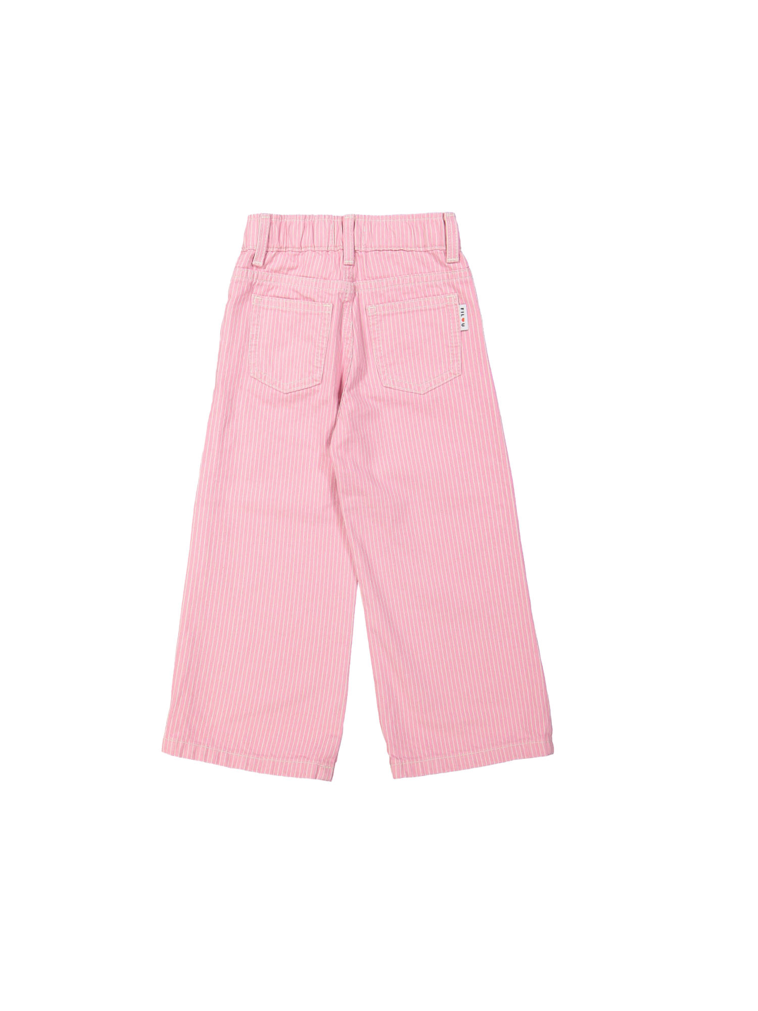 Jeans large zip rayé rose