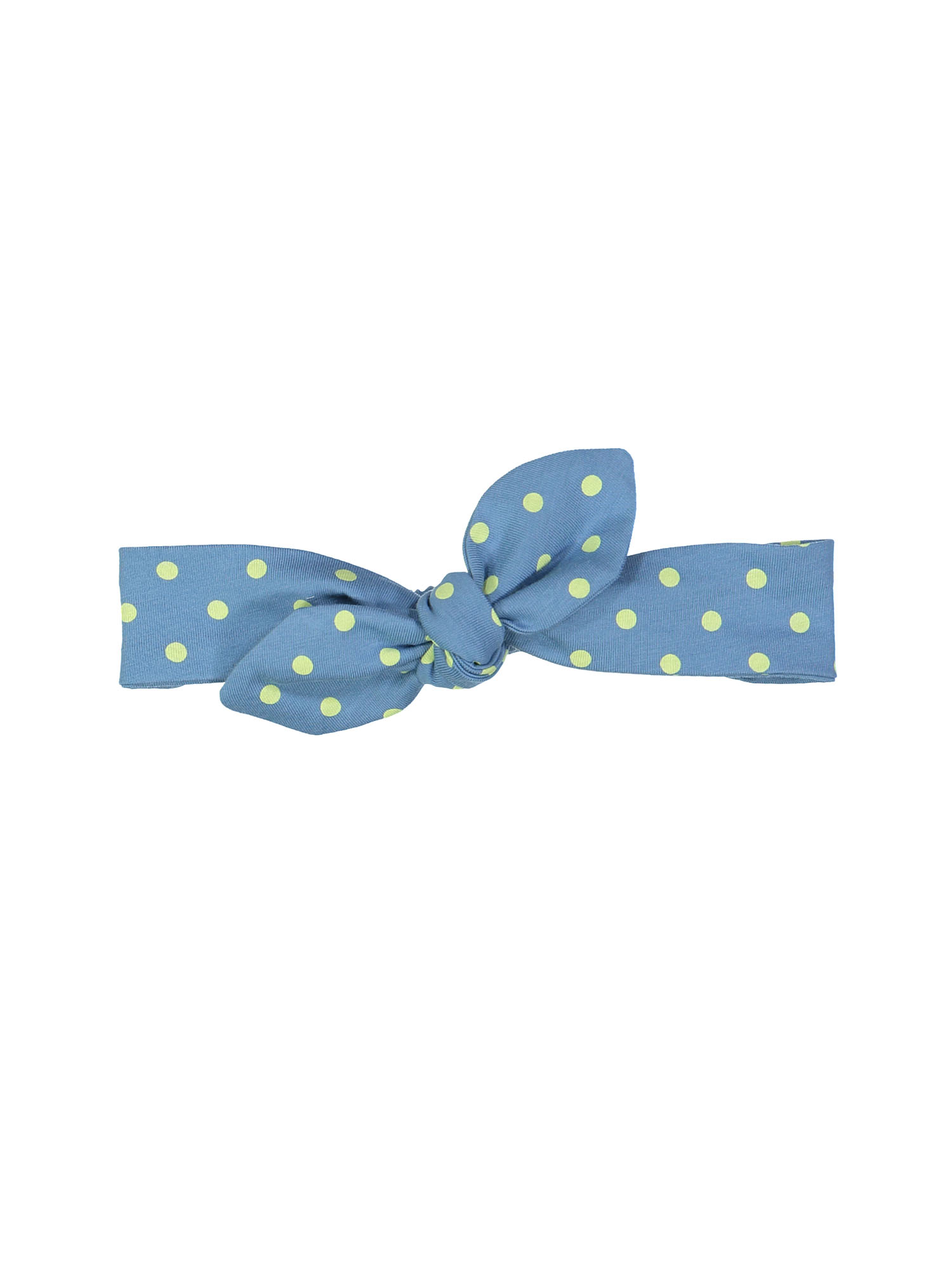 hair ribbon green dots blue