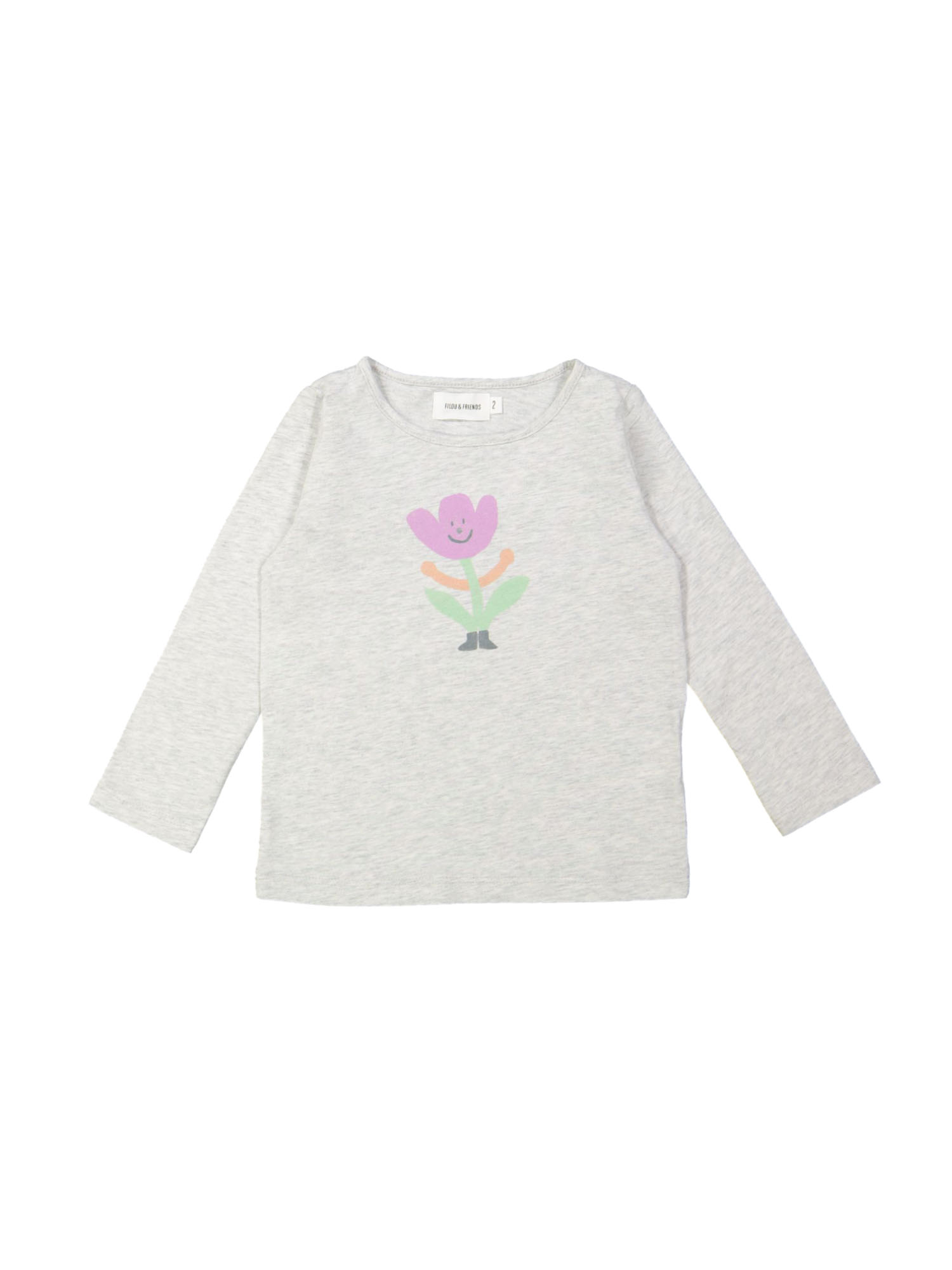T-shirt flower melange lichtgrijs 12m